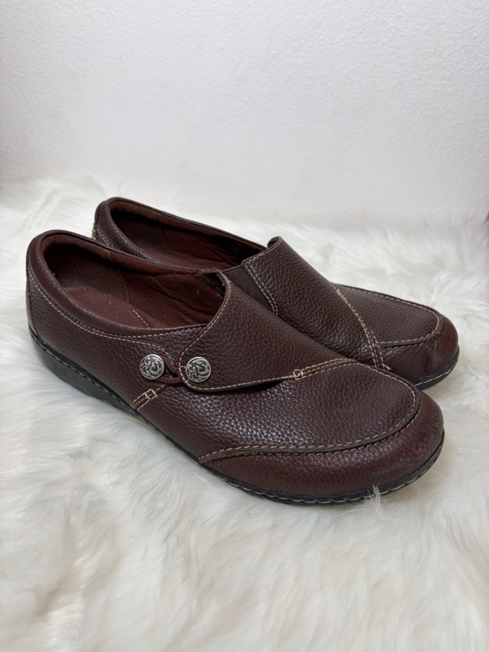 Clarks Collection Ashland Lane Flats Redwood Brown Casual Slip-On Shoes